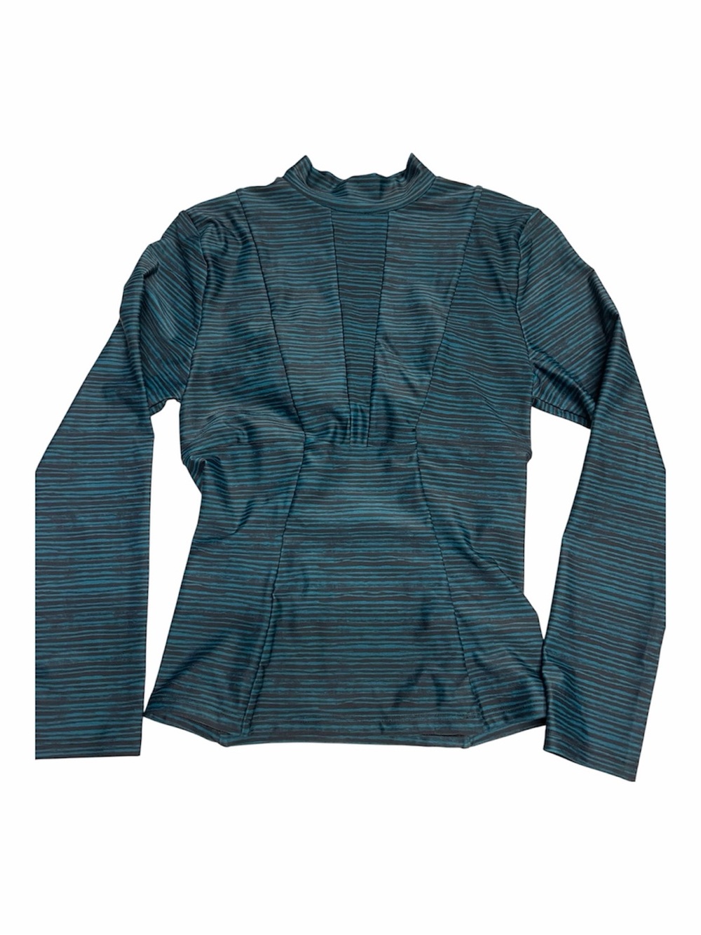 NEW Mikoh “Lowers” Women’s Long Sleeve Rash Guard Swim Shirt in green stripe XS
